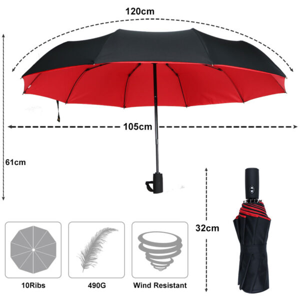 Windproof Double Layer Resistant Umbrella Fully Automatic Rain Men Women 10K Strong Luxury Business Male Large Umbrellas Parasol - Image 2