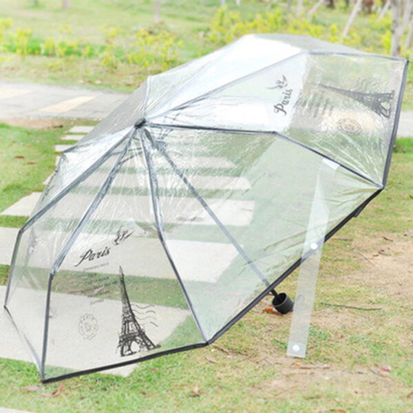 Tower Three Fold Umbrella Transparent Sun Rain Umbrellas Three Color Rain Tools Woman White Black Two Color - Image 2