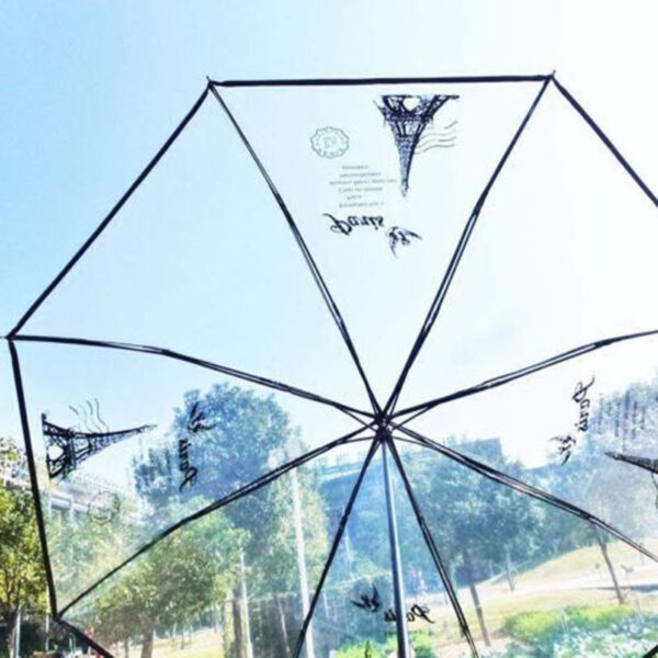 Tower Three Fold Umbrella Transparent Sun Rain Umbrellas Three Color Rain Tools Woman White Black Two Color - Image 4