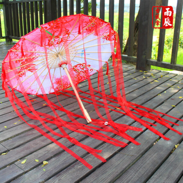 Rain-proof Tassels Dance Umbrella fan Ancient Hanfu Woman Cos Prop Umbrella Photography Oiled Paper Umbrella parasol umbrellas - Image 2