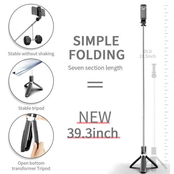 Portable Tripod Selfie Stick for Mobile Phone Photo Taking Live Broadcast Chargable Bluetooth-compatible Folding Tripod Stand - Image 6