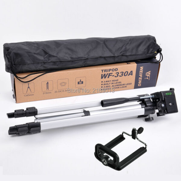 portable camera DV Tripod Stand Weifeng WT-330A+ Phone Clip Kit for Video Camcorder Binoculars - Image 2