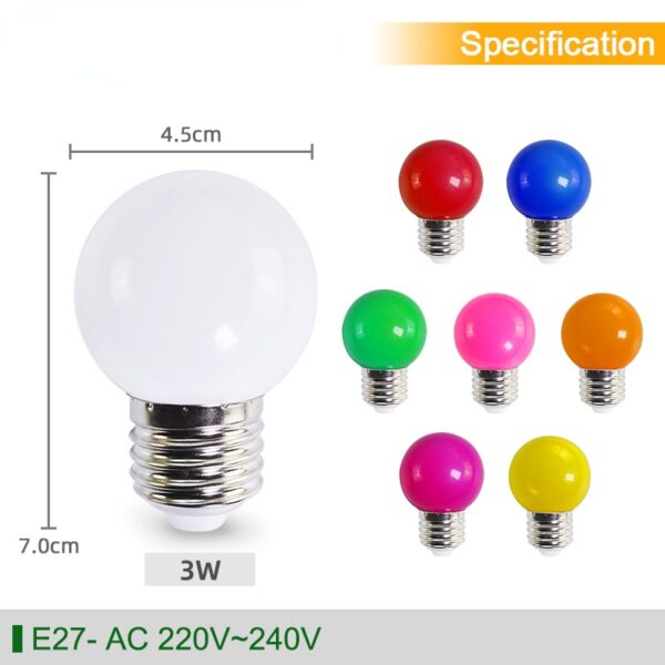 RGB Lamp E27 Led 3W E27 Bulb Globe Bulb AC 220V 240V Saving Energy G45 Festival Colorful Bulb  Led Lamp  Light Bulb - Image 2