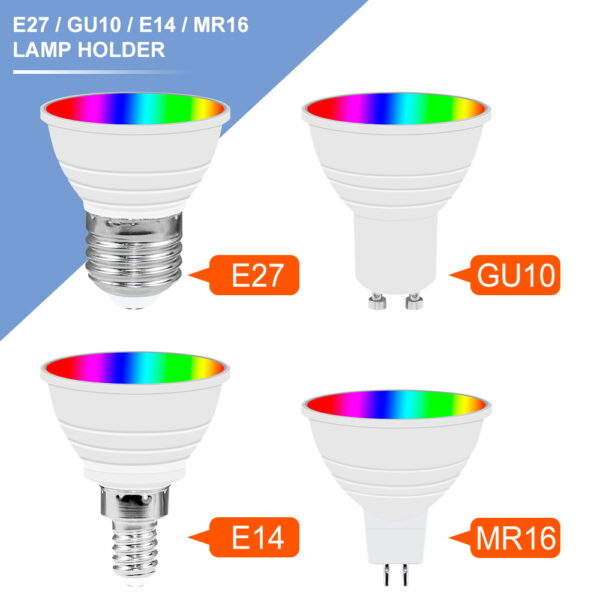 220V RGB Ampoule E27 Bulb LED GU10 Lamp MR16 Light E14 Spotlight 15W Bombilla Colorful Light Round Bulb With IR Remote Control - Image 2