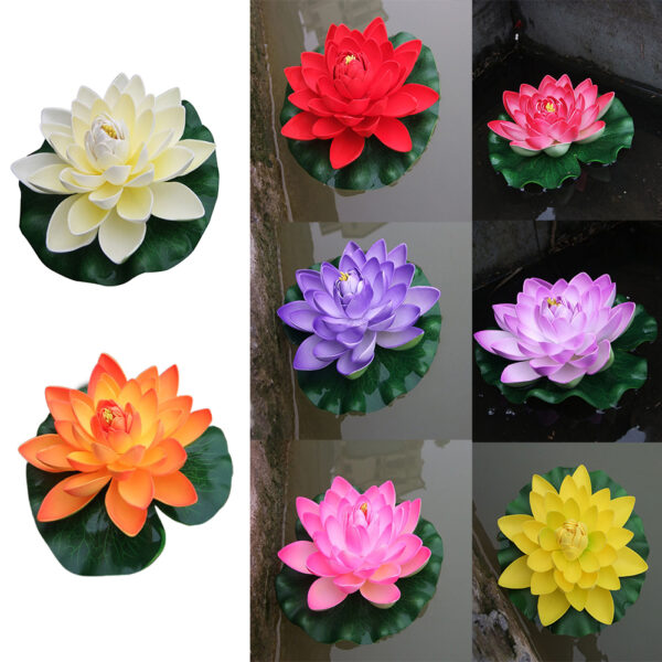 18cm Artificial Water Lily Floating Lotus Flower Pond Aquarium Decor Multicolor  Lifelike Water Lily Landscape Decor - Image 5