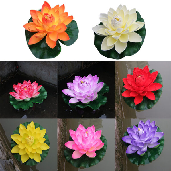 18cm Artificial Water Lily Floating Lotus Flower Pond Aquarium Decor Multicolor  Lifelike Water Lily Landscape Decor - Image 6