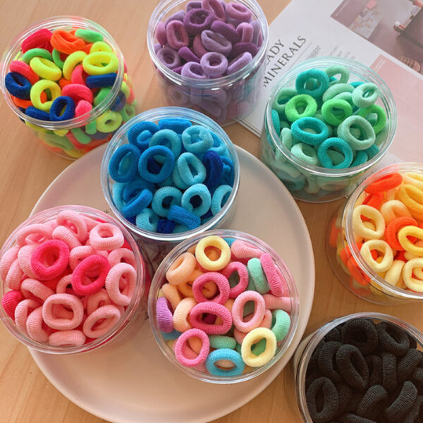 100PCS Box Mini Candy Colors Cute Girls Elastic Hair Ties Baby Small Hairbands Soft Cotton Ponytail Holder Hair Accessoires - Image 2