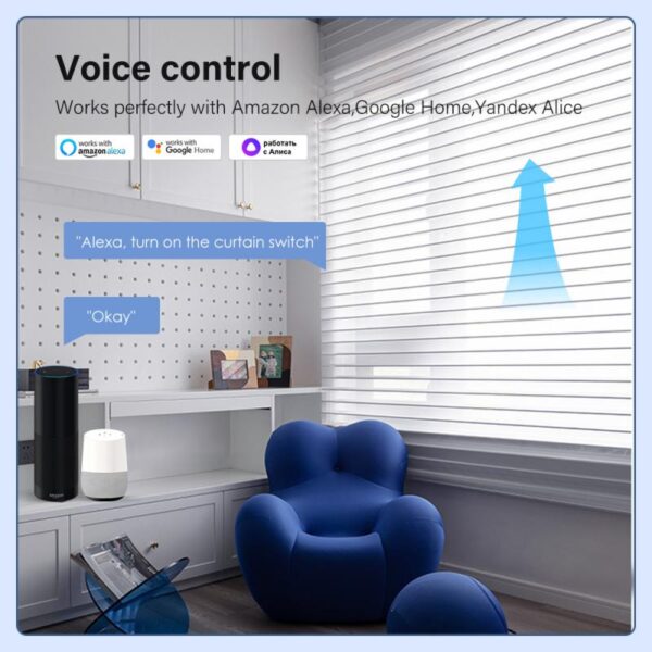 WiFi Smart Curtain Switch, For Roller Shutter Blind Motor Rolling Shutter Doors, Tuya Smart Life APP, Alice Alexa Google Home - Image 2