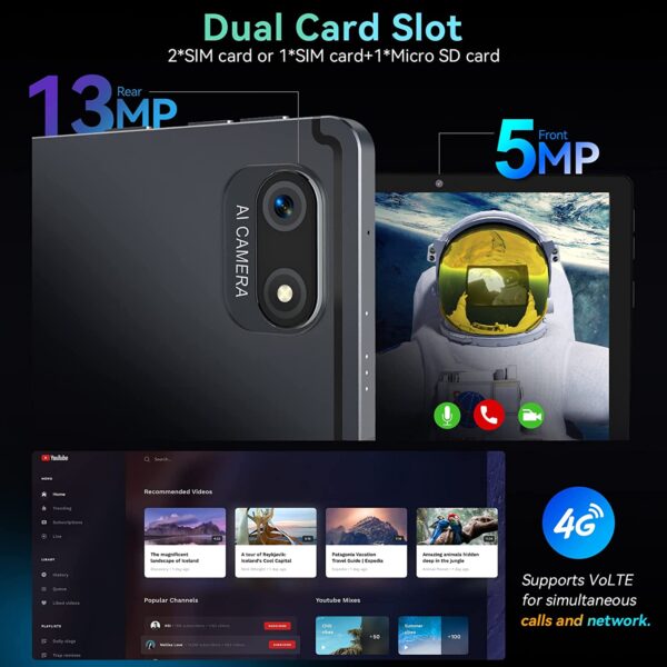 Lonwalk 10.1 Inch Android 12.0 4G LTE Phone Call Tablet PC 8GB RAM 256GB ROM 13MP Rear Camera 8000mAh Battery Dual back camera - Image 3