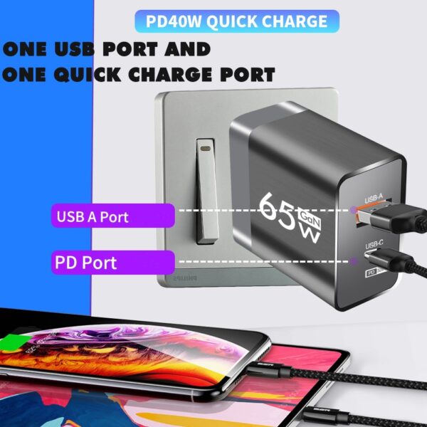 GaN 65W PD USB Charger Fast Charging Quick Charger 3.0 Portable PD Phone Charger For Huawei Xiaomi Poco iPhone 14 13 Pro Samsung - Image 5