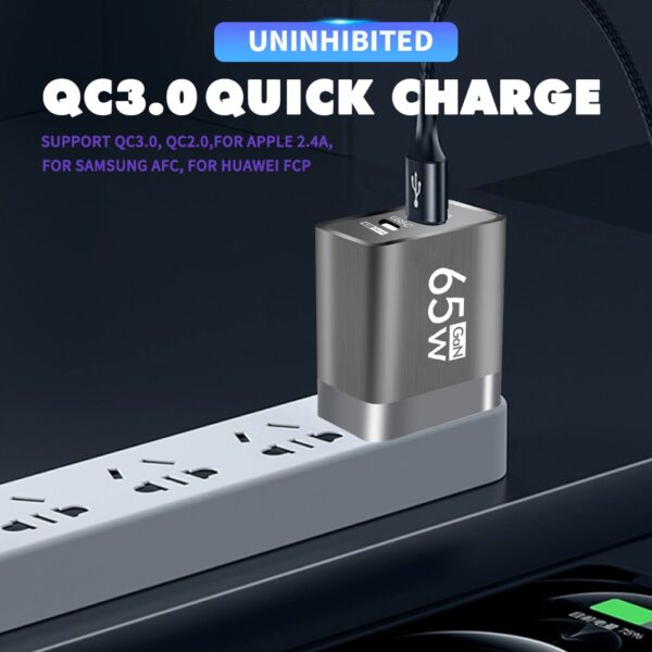 GaN 65W PD USB Charger Fast Charging Quick Charger 3.0 Portable PD Phone Charger For Huawei Xiaomi Poco iPhone 14 13 Pro Samsung - Image 4