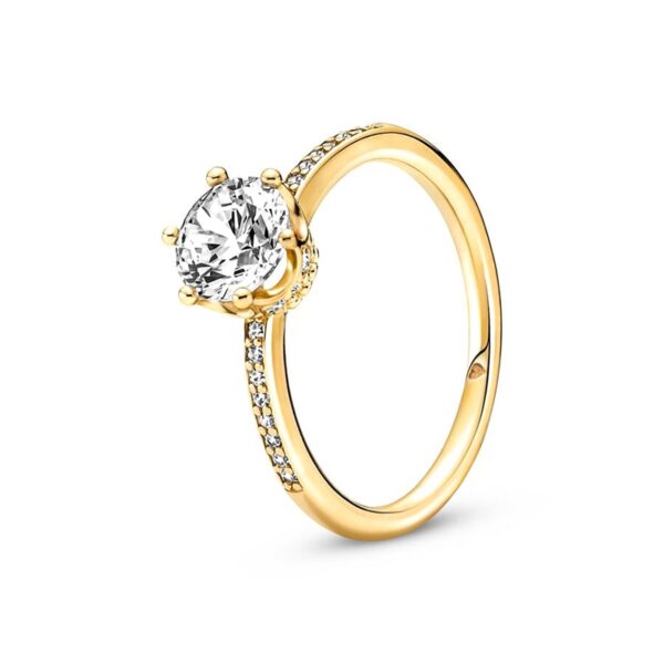 2022 New Gold Plated 925 Silver Ring Zircon Sparkling Princess Wishbone Heart Ring Women Original Ring Fine Jewelry - Image 6