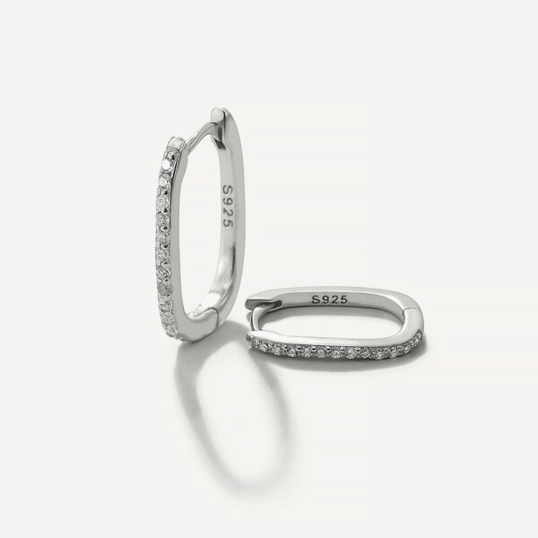 CANNER 925 Sterling Silver Square Piercing Huggie Hoop Earrings for Women Simple Cubic Zirconia Earings Fine Jewelry Pendientes - Image 3