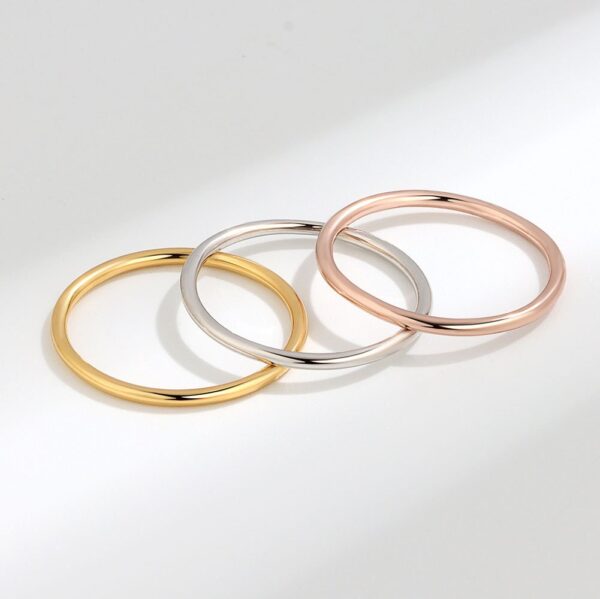 F.I.N.S Real 925 Sterling Silver Thin Ring Minimalist Smooth Lines Rose Gold Ladies Stackable Engagement Finger Fine Jewelry - Image 4