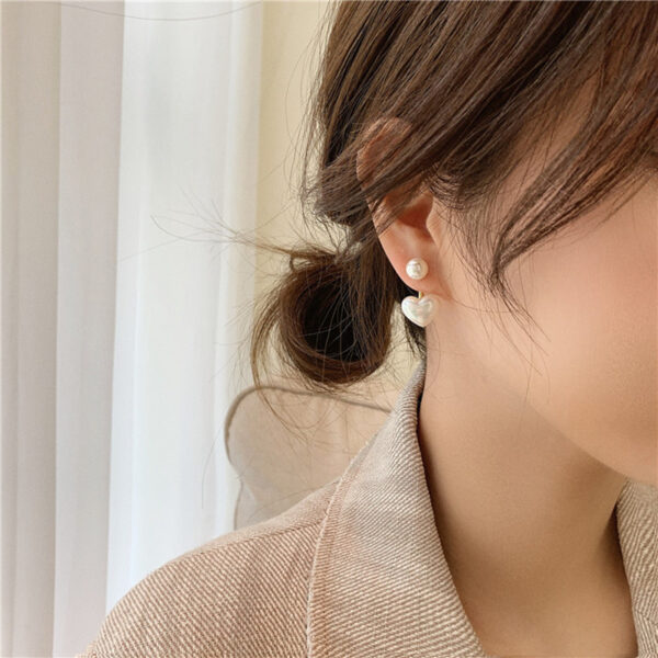 New Fashion Contracted Heart Pearl Fine Earrings Joker Sweet Elegant Temperament Women Drop Earrings - Image 4