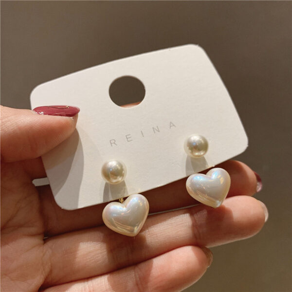 New Fashion Contracted Heart Pearl Fine Earrings Joker Sweet Elegant Temperament Women Drop Earrings - Image 3
