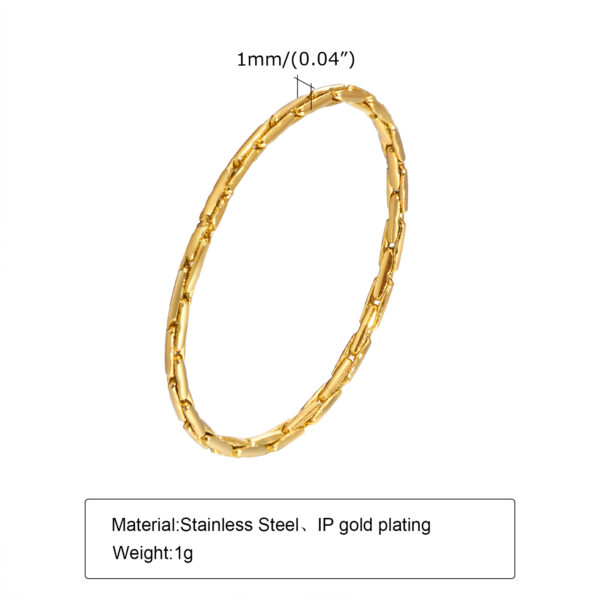 Chic Fine Chain Ring for Women, Gold Color Trendy Stainless Steel Metal Wedding Rings Finger Band, Party Gift to Her Jewelry - Image 2