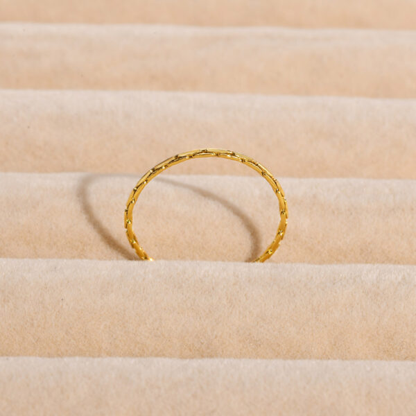 Chic Fine Chain Ring for Women, Gold Color Trendy Stainless Steel Metal Wedding Rings Finger Band, Party Gift to Her Jewelry - Image 3