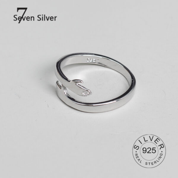 Real 925 sterling silver finger rings for women hands hug shaped Trendy fine Jewelry open Adjustable Antique Rings Anillos - Image 4