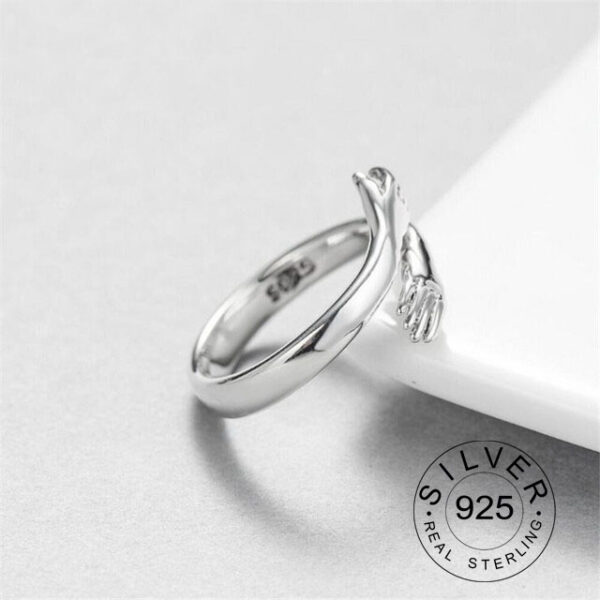 Real 925 sterling silver finger rings for women hands hug shaped Trendy fine Jewelry open Adjustable Antique Rings Anillos - Image 6