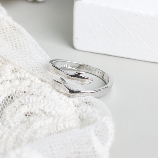 Real 925 sterling silver finger rings for women hands hug shaped Trendy fine Jewelry open Adjustable Antique Rings Anillos - Image 5