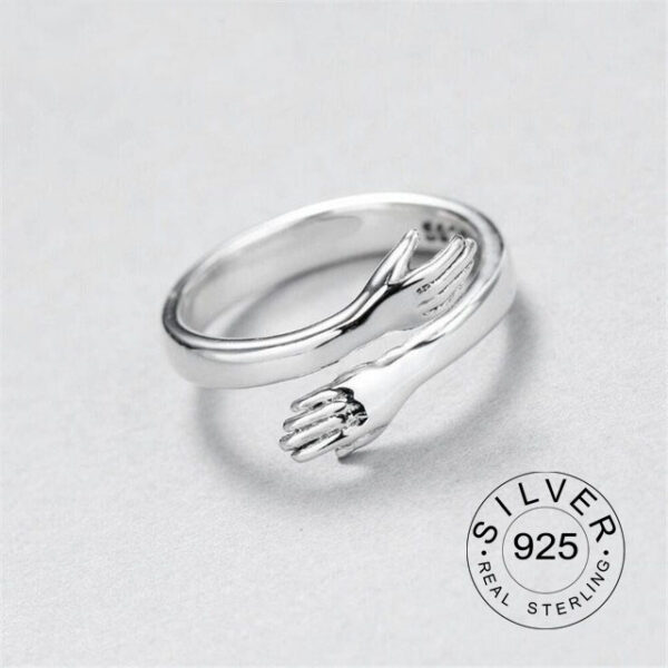 Real 925 sterling silver finger rings for women hands hug shaped Trendy fine Jewelry open Adjustable Antique Rings Anillos - Image 3
