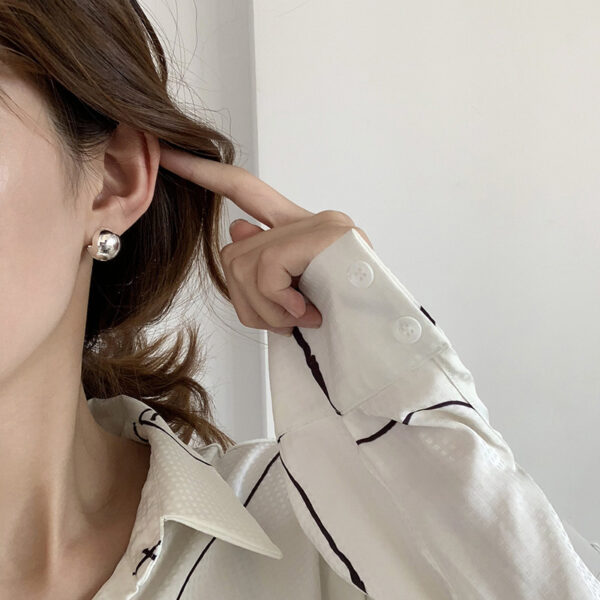 PONYKISS Trendy 925 Sterling Silver Round Ball 18K Gold Hoop Stud Earrings Buckle for Women Design Fine Jewelry Drop Shipping - Image 3