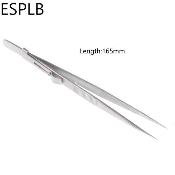 6.3'' Slide Lock Stainless Steel Presicion Adjustable Tweezers Straight/Curved Tip Anti Static Tweezers for Jewelry Electronic - Image 2