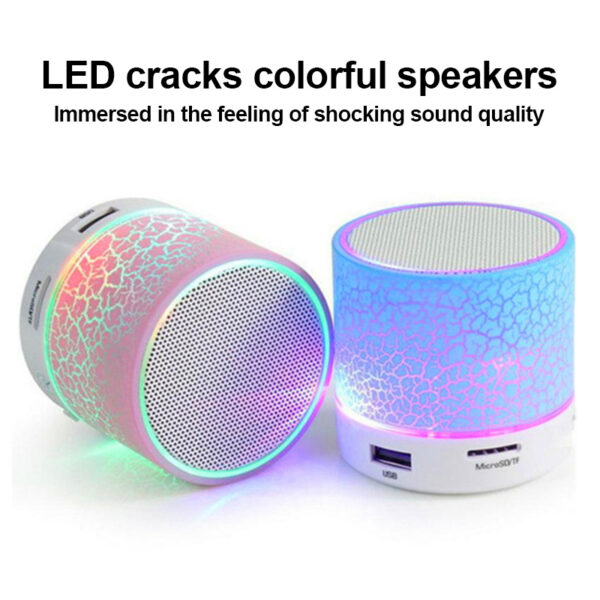 Mini Portable Car Audio Dazzling Crack LED Lights Wireless Bluetooth Subwoofer Speaker Support TF Card USB For PC/Mobile Phone - Image 6