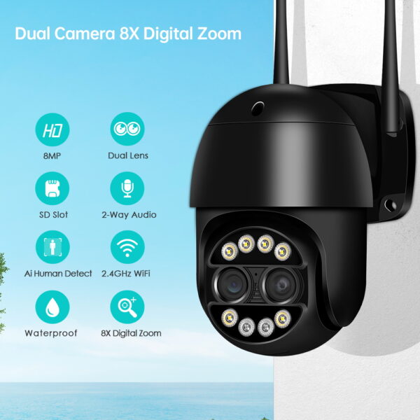 ANBIUX 8MP PTZ IP Camera 8x Zoom Dual-Lens Human Detect CCTV Camera 4MP Smart Home Outdoor Wifi Surveillance Camera ICSEE - Image 2