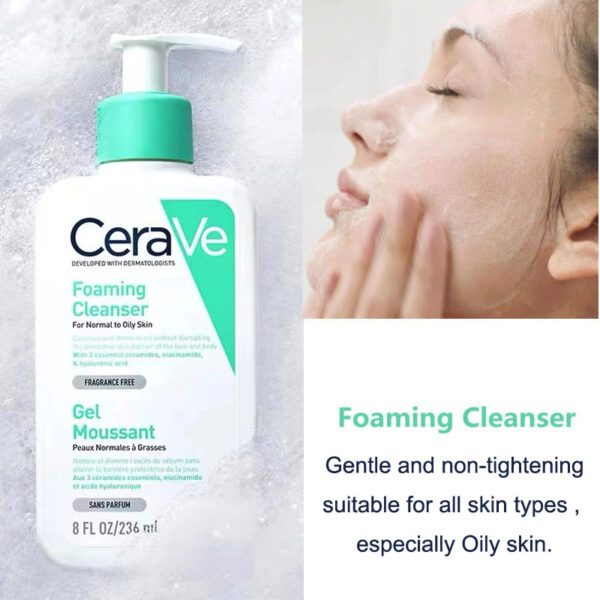 CeraVe Cleanser No Foam Facial Cleanser Amino Acid Face Moisturizing Body Lotion Whitening Cream For Dry Skin Care SA Salicylic - Image 2