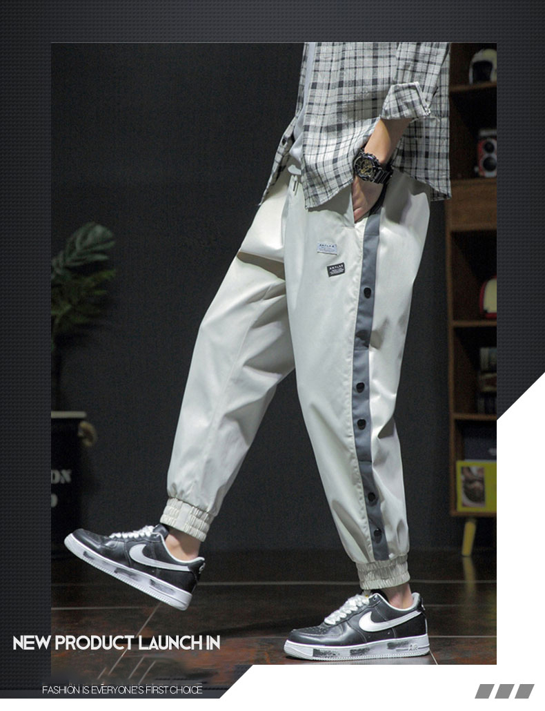 Loose Side Stripe Pockets Drawstring Baggy Pants Streetwear Casual Side Stripe Pants 2023 Men's Trousers Sweatpants Joggers Mens