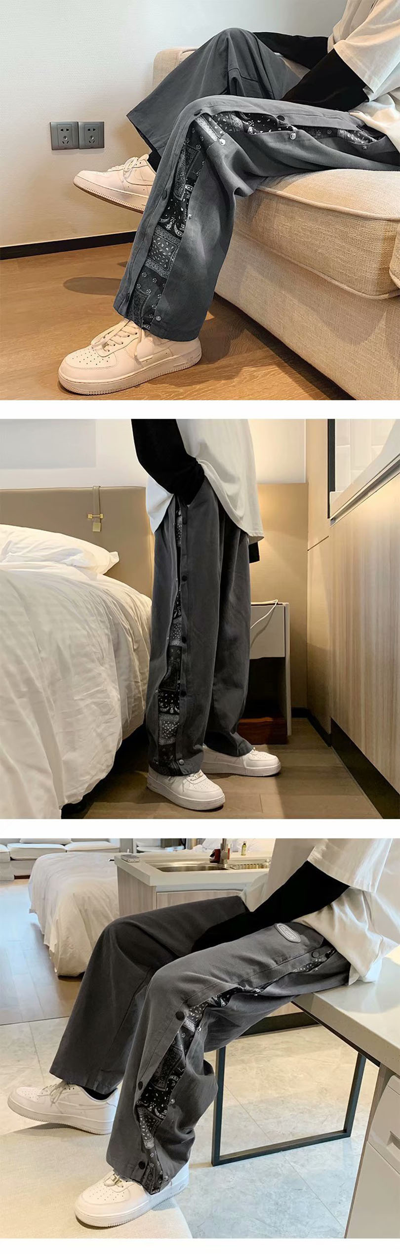 Bandana Casual Pant Men Paisley Wide Leg Pants Patchwork Trousers Boys Loose Vintage Streetwear Male Clothing 2023 Spring Summer Bandana Casual Pant Men Paisley Wide Leg Pants Patchwork Trousers Boys Loose Vintage Streetwear Male Clothing 2023 Spring Summer