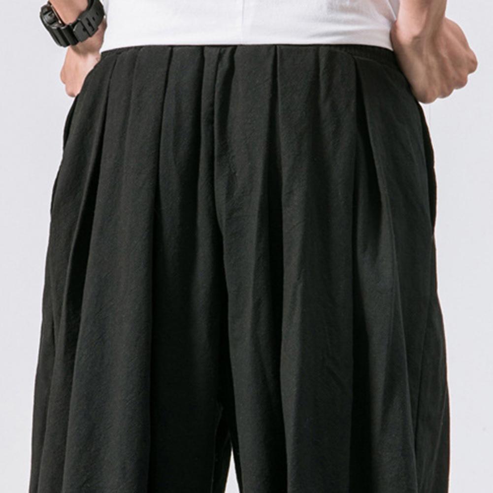 Men Summer Trousers Ankle-banded Drawstring Pants Ankle Length Men Harem Pants