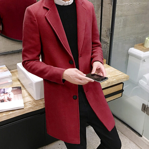 Male jacket Men's Fashion Boutique Solid Color Business Casual Woolen Coats / Male High-end Slim Jackets Men's coat 2021 - Image 5