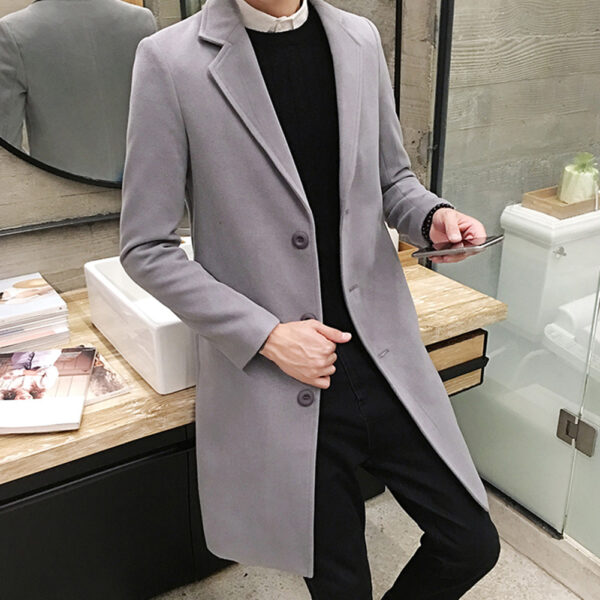 Male jacket Men's Fashion Boutique Solid Color Business Casual Woolen Coats / Male High-end Slim Jackets Men's coat 2021 - Image 4