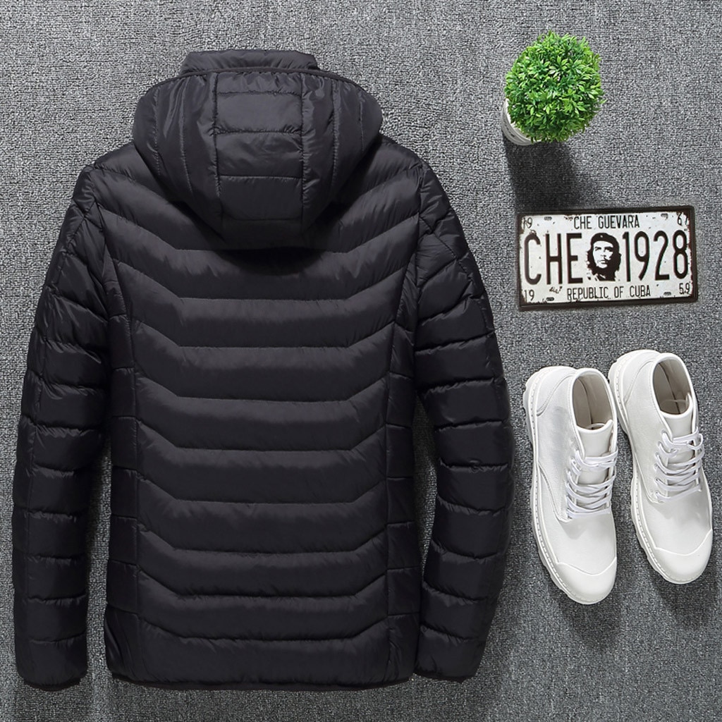 Winter Men's Smart Usb Abdominal Back Electric Heating Warm Down Cotton Jacket Casual Coat Streetwear Moletom Masculinos