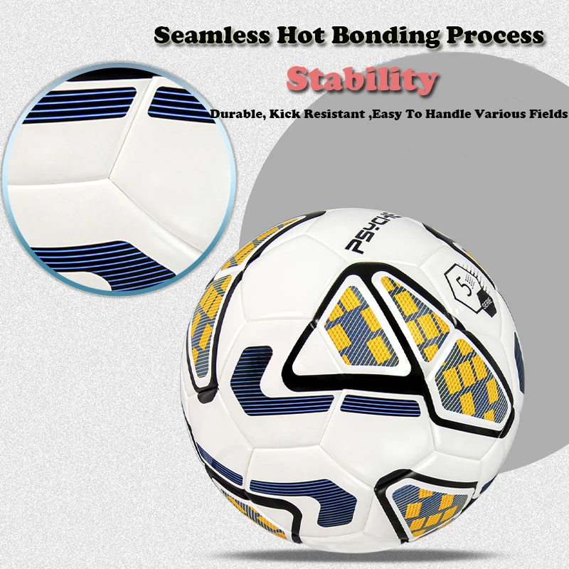 Standard Size 5 PU Leather Wear-Resistant Soccer Ball Competition Sports Training Football Waterproof Anti-Slip Footy Ball