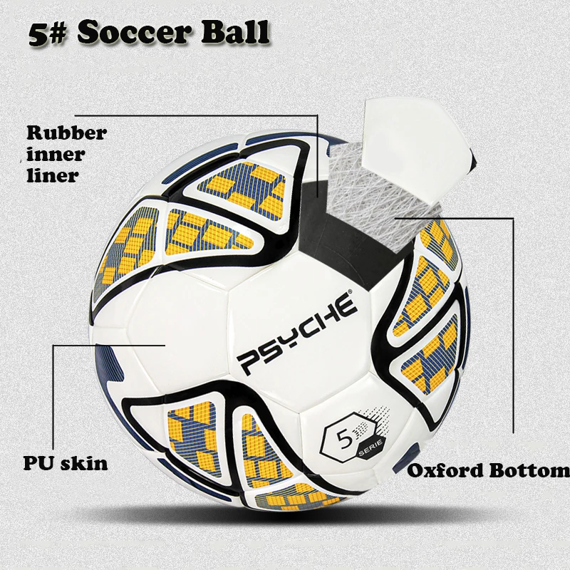 Standard Size 5 PU Leather Wear-Resistant Soccer Ball Competition Sports Training Football Waterproof Anti-Slip Footy Ball