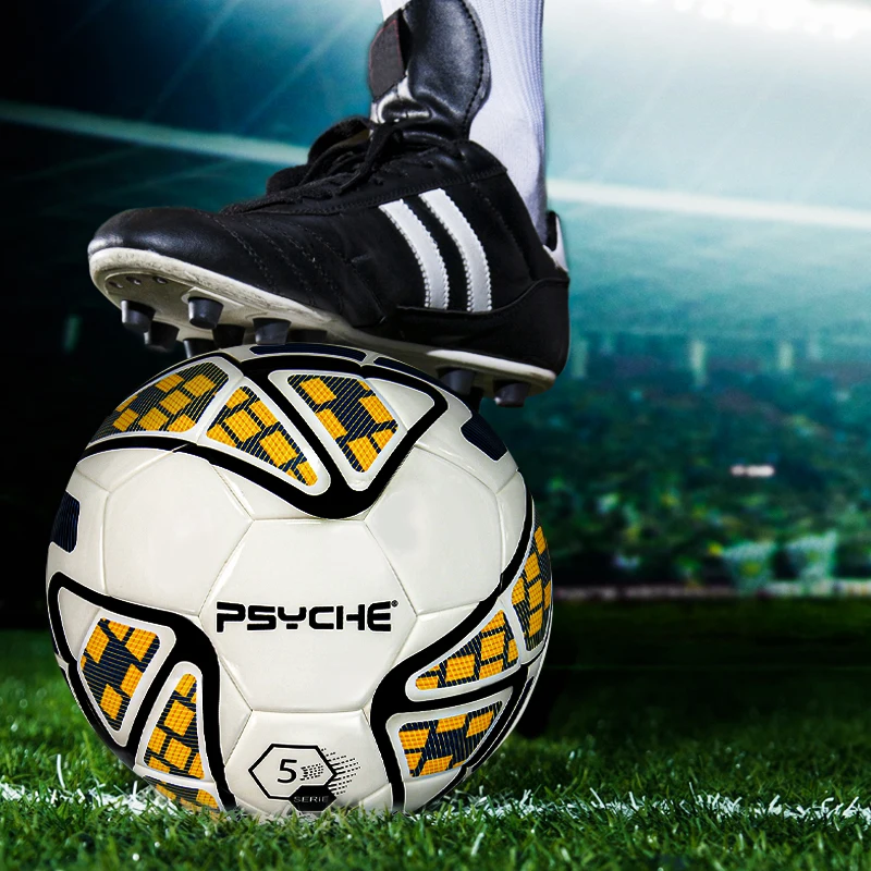 Standard Size 5 PU Leather Wear-Resistant Soccer Ball Competition Sports Training Football Waterproof Anti-Slip Footy Ball