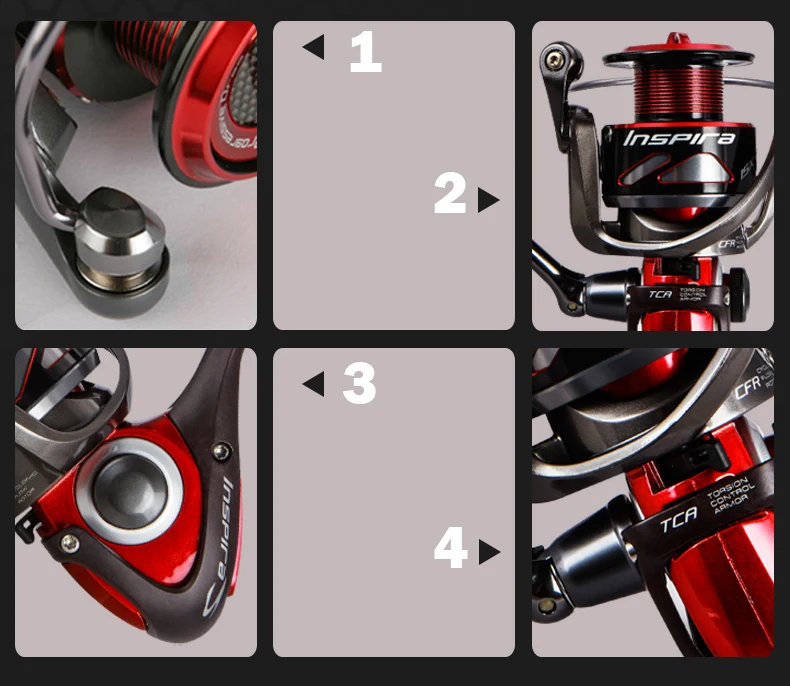 OKUMA Inspira Spinning Fishing Reel Carbon Frame Lightweight Red/Blue/White 5.0:1 8+1BB 5.9-7.9KG Power Freshwater Reels OKUMA Inspira Spinning Fishing Reel Carbon Frame Lightweight Red/Blue/White 5.0:1 8+1BB 5.9-7.9KG Power Freshwater Reels