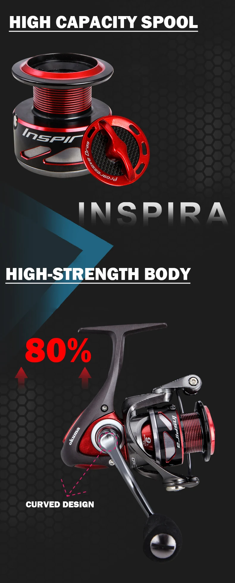 OKUMA Inspira Spinning Fishing Reel Carbon Frame Lightweight Red/Blue/White 5.0:1 8+1BB 5.9-7.9KG Power Freshwater Reels OKUMA Inspira Spinning Fishing Reel Carbon Frame Lightweight Red/Blue/White 5.0:1 8+1BB 5.9-7.9KG Power Freshwater Reels