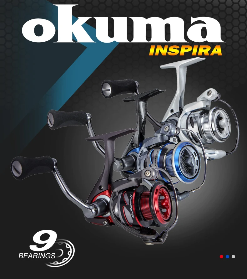OKUMA Inspira Spinning Fishing Reel Carbon Frame Lightweight Red/Blue/White 5.0:1 8+1BB 5.9-7.9KG Power Freshwater Reels OKUMA Inspira Spinning Fishing Reel Carbon Frame Lightweight Red/Blue/White 5.0:1 8+1BB 5.9-7.9KG Power Freshwater Reels