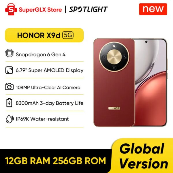2025 New HONOR X9d 5G Global Version 6.79" 120Hz Super AMOLED Display 108MP OIS Cameras 8300mAh 3-day Battery Android15 Dual SIM