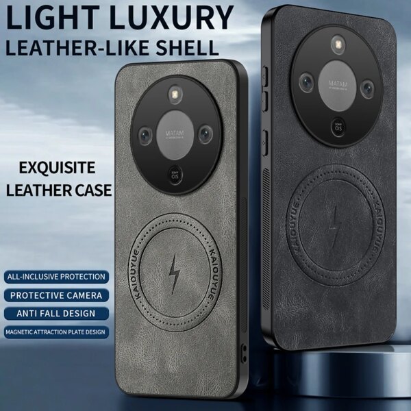 For Honor X9d 5G Back Cover Skin Feel Shockproof Magnetic Phone PU Leather Case Soft Fundas For Honor X9d