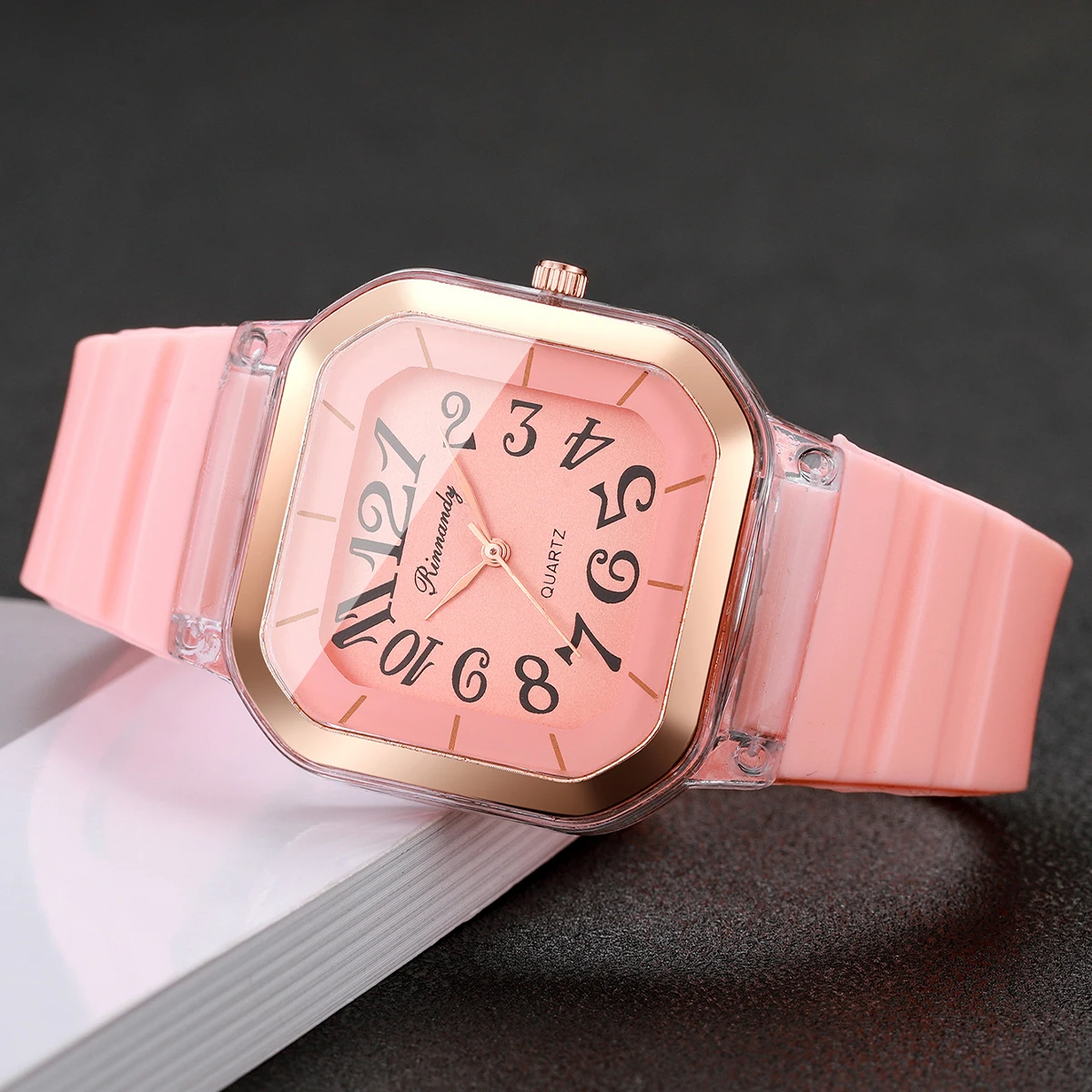 Fashion Square Arabic Dial Women Wristwatch Silicone Strap Analog Quartz Watch For Ladies Clock Relogio Feminino(Without Box)