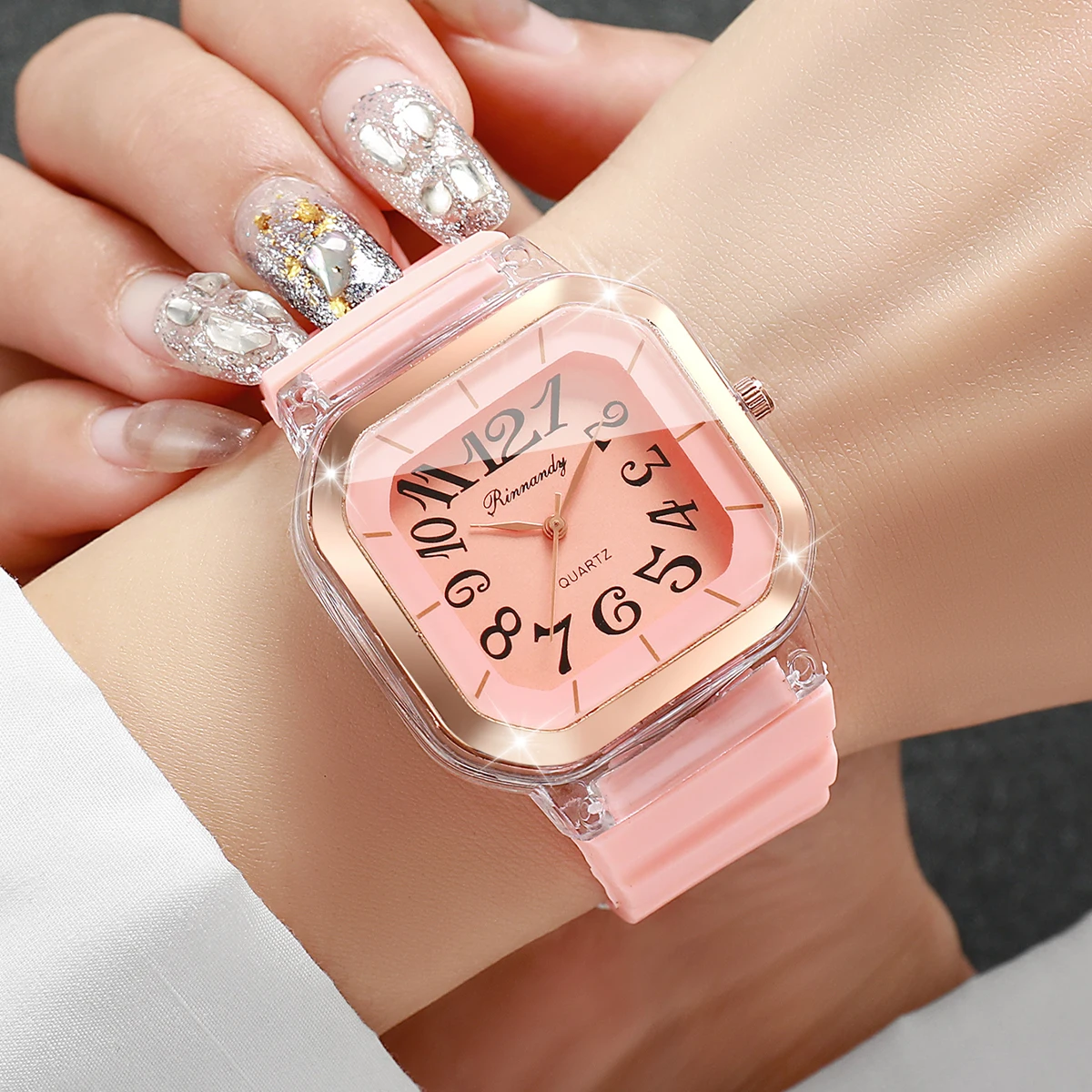 Fashion Square Arabic Dial Women Wristwatch Silicone Strap Analog Quartz Watch For Ladies Clock Relogio Feminino(Without Box)