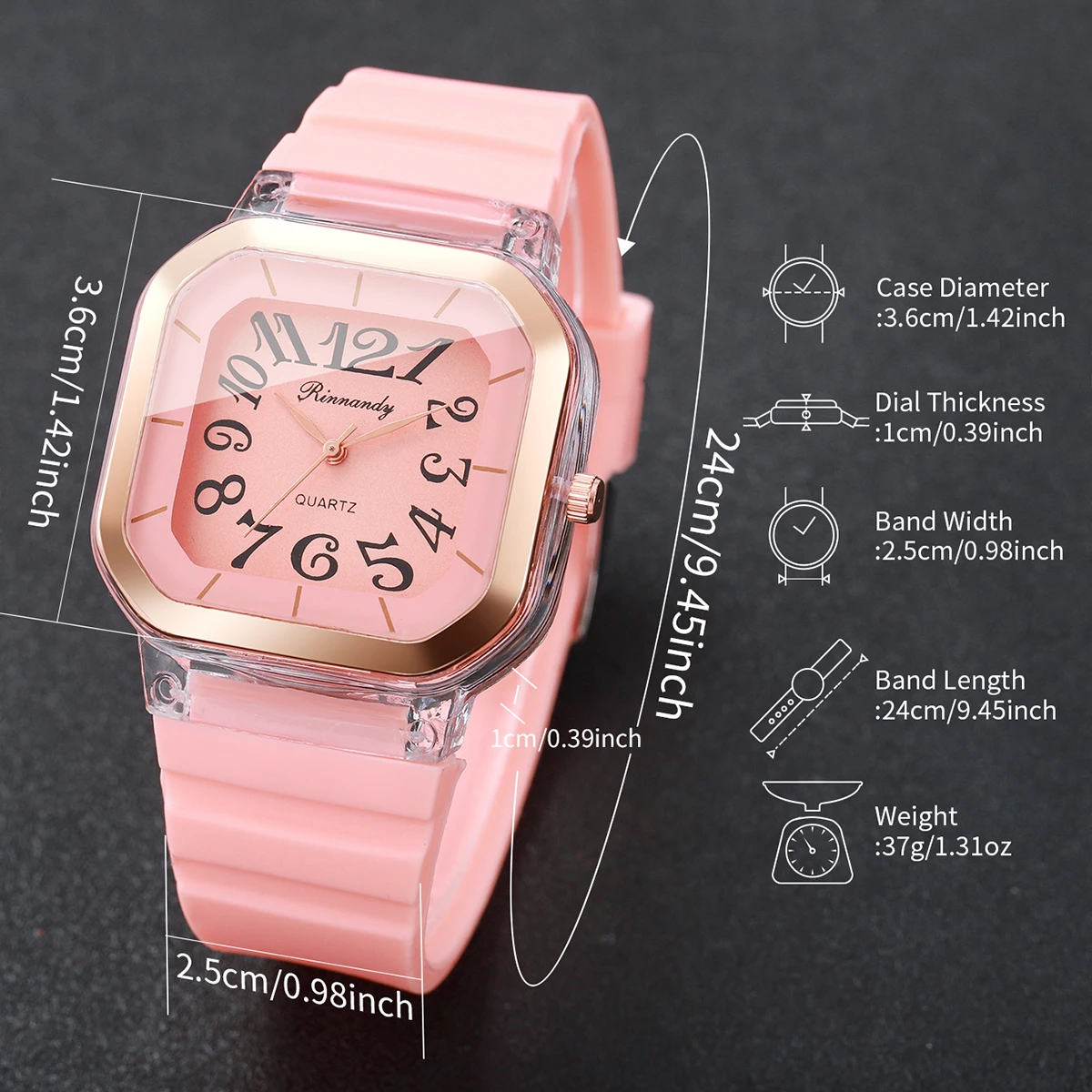 Fashion Square Arabic Dial Women Wristwatch Silicone Strap Analog Quartz Watch For Ladies Clock Relogio Feminino(Without Box)