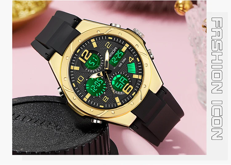 SANDA Top Brand New Lady Luxury Ms LED Digital Sport Watch Leisure Fashion Quartz Watch Women Girl Military 50M Waterproof Watch