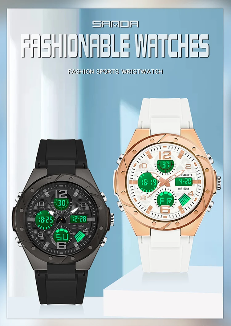 SANDA Top Brand New Lady Luxury Ms LED Digital Sport Watch Leisure Fashion Quartz Watch Women Girl Military 50M Waterproof Watch